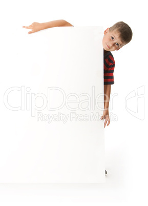 Boy holding a banner