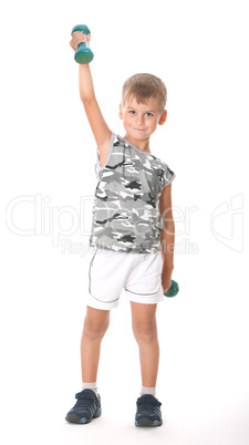 Boy with dumbbells