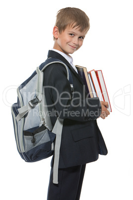 Boy holding books