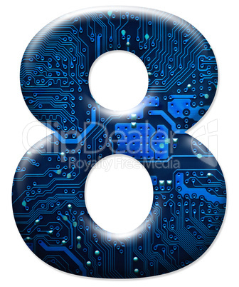 Digital number 8 on the white background