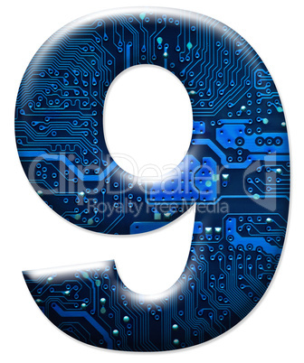 Digital number 9 on the white background