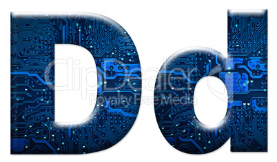 Digital letter D on the white background