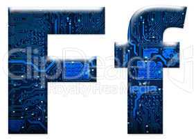 Digital letter F on the white background