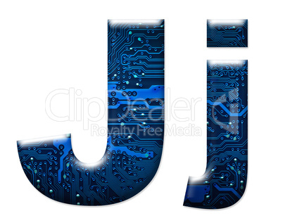 Digital letter J on the white background