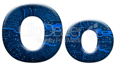 Digital letter O on the white background