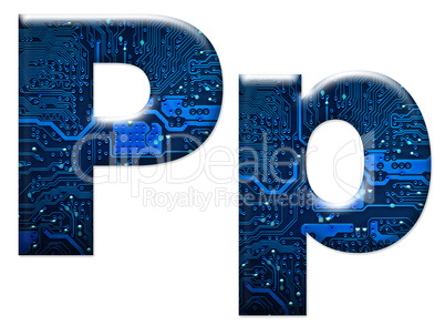 Digital letter P on the white background