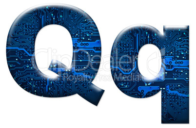 Digital letter Q on the white background