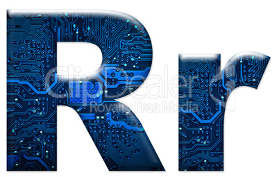 Digital letter R on the white background Digital letter R on the white background