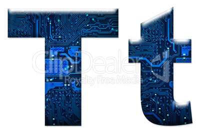 Digital letter T on the white background