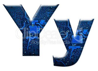 Digital letter Y on the white background