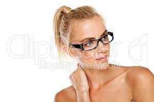 Beautiful woman in modern glasses