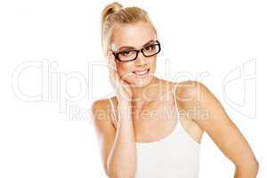 Intelligent woman wearing glasses