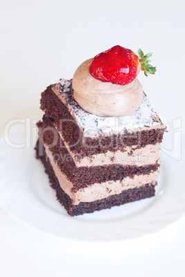 beautiful cake with strawberry on white background