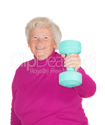 Senior woman lifting weights