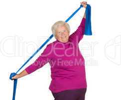 Happy overweight senior exercising