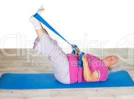 Retired lady doing exercises