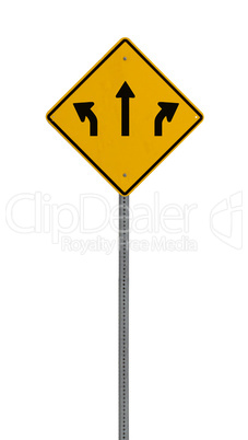 Isolated Yellow driving warning sign