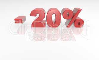 20% off - red 3d text