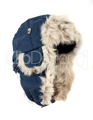 dark blue children's fur cap