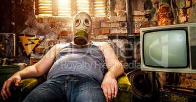 man in a gas mask