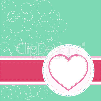 Valentines ornament with red love heart vector illustration