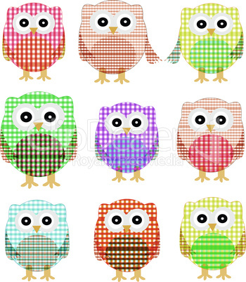cute owls icon set isolated on white