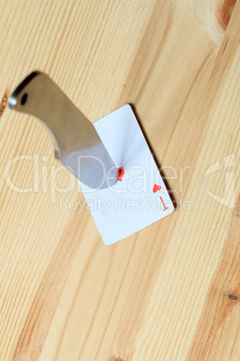 Knife Attached To Playing Card