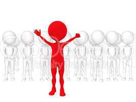 3d small people - volunteers. 3d image. Isolated white backgroun