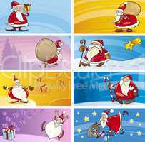 Cartoon Greeting Cards with Santa Clauses