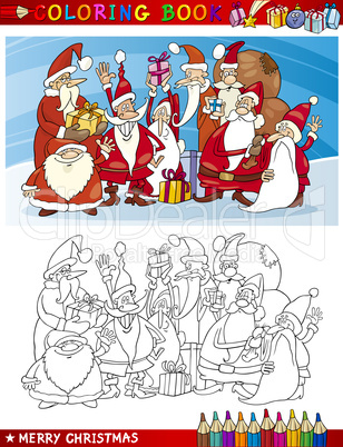 Cartoon Santa Claus Group for Coloring