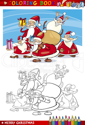 Cartoon Santa Claus Group for Coloring