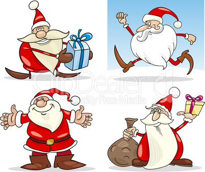 Cartoon Christmas Santa Clauses Set