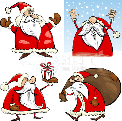 Cartoon Christmas Santa Clauses Set