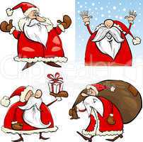 Cartoon Christmas Santa Clauses Set