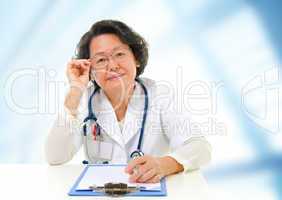 Asian senior female doctor