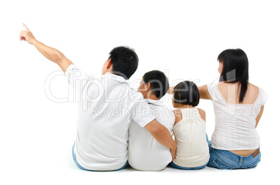 Rear view of Asian family