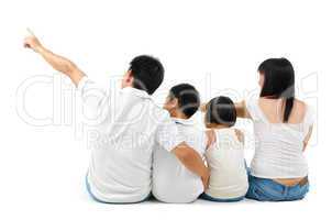 Rear view of Asian family