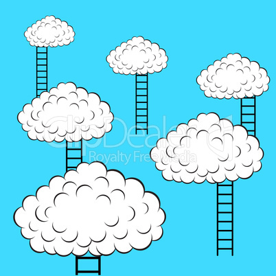 Clouds with stairs, vector illustration