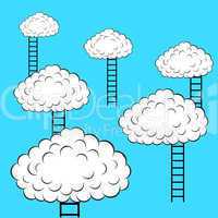 Clouds with stairs, vector illustration