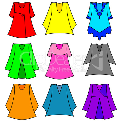 Vector set of fashionable  dresses for girl