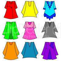 Vector set of fashionable  dresses for girl