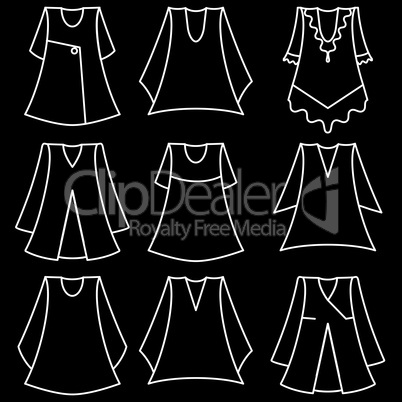 Vector set of fashionable  dresses for girl