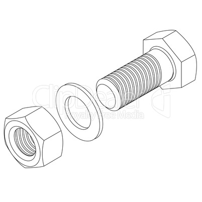 Stainless steel bolt and nut.