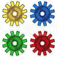 Colors  gears on white background vector