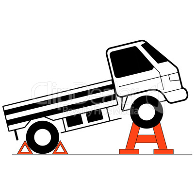 Device for lifting a car repair. Vector illustration.