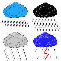 Clouds with precipitation, vector illustration
