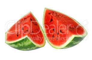 Fresh watermelon and slices isolated on a white background