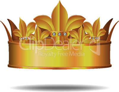 Gold crown with white gems