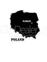 The black and white map of Poland