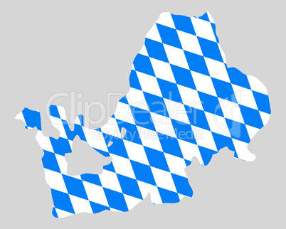 Bayerische Fahne und Karte des Chiemsees